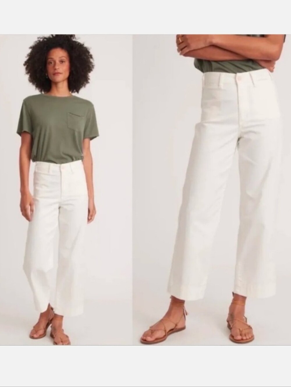 MARINE LAYER Bridget Slim Pant In Antique White Cropped Sz 2